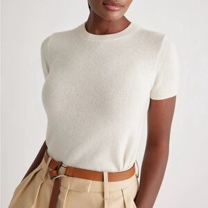 QUINCE NWT Cream Cashmere Tee Sweater Size Small Short Sleeve